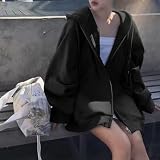 Cómoda sudadera con capucha de terciopelo para mujer con mangas largas, perfecta para días casuales (2XL negro)
