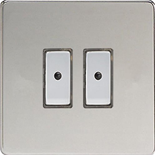 Image of Varilight JDCE102S LED Polished Chrome V-PRO ECLIQUE2 Screwless 2 x 100W Remote Control & Touch LightScene Master Dimmer