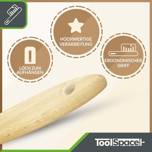 ToolSpace Handbesen - Handfeger aus Holz | 32x7x4,3 cm | Schneekehrwisch | Auto-Schneeräumung | Holzfeger Schneebesen | Holzbesen Winkel | Kehrwisch | Holzgriff Bürste | Schneefeger
