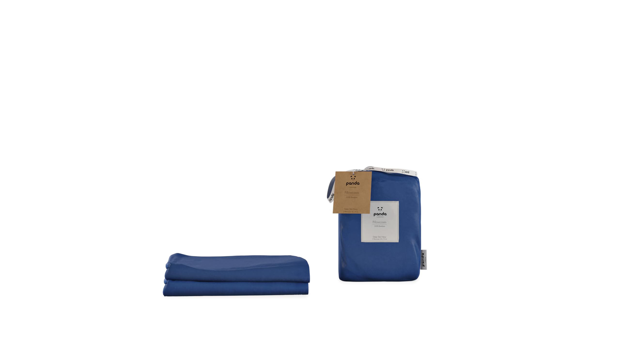 Panda 100% Bamboo Pillowcases - 2 Pack Deep Sea Navy, 75cm x 50cm | Soft & Breathable | Hypoallergenic & Antibacterial | Natural Choice for Skin & Hair | Temperature Regulating | Better Quality Sleep โ image 1