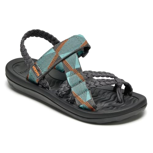 MEGNYA Arch Support Summer Casual Walking Shoes for Women, Comfortable Gowalk Leisure Hiking Sandals for Outdoor Adventure Lightweight Braided Straps Grey Blue Size 6 by MEGNYA - Used condition - US$25.52