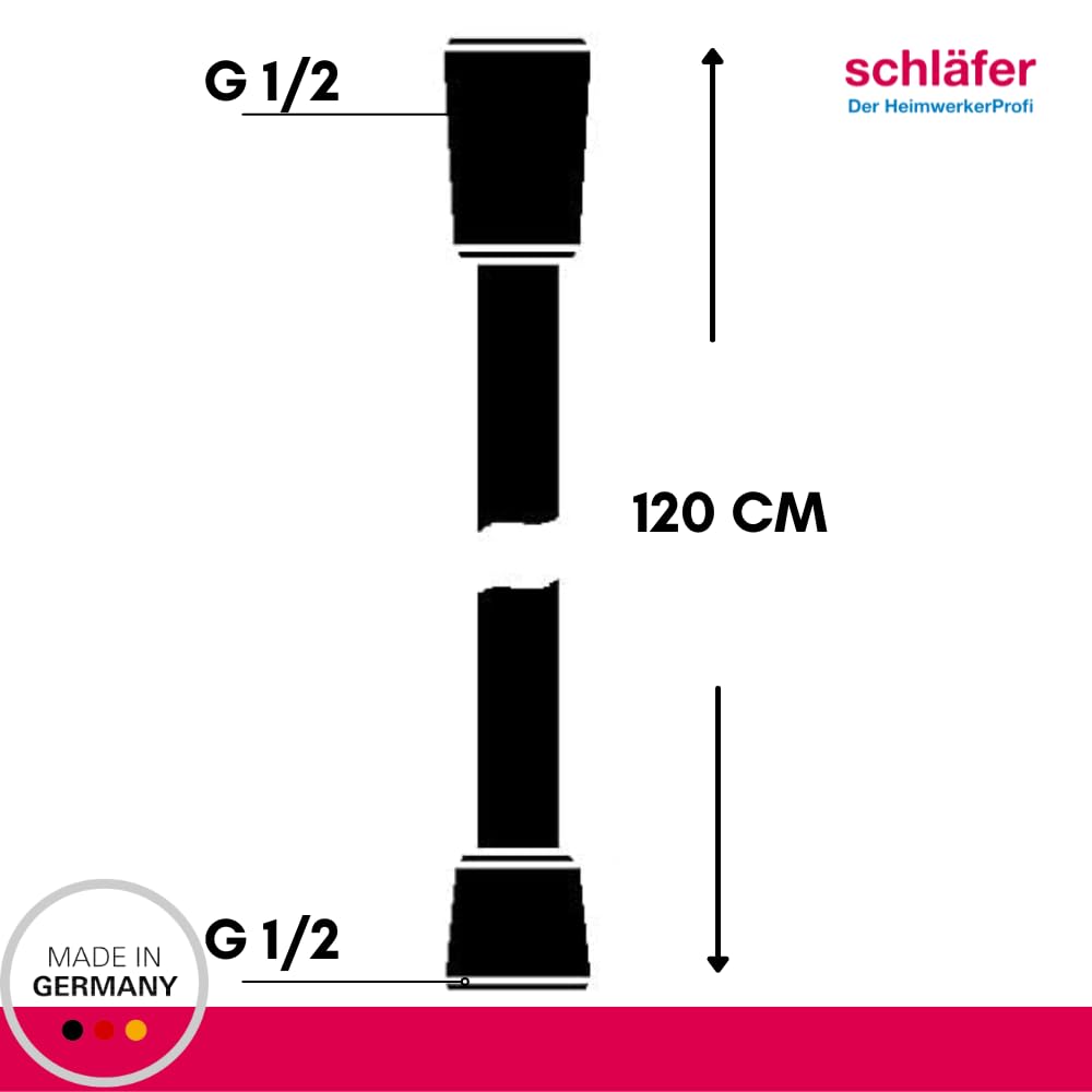 Schläfer 1303500 | Alcachofa de ducha cuadrada con tubo negro mate, juego de alcachofa de ducha con flexible y soporte, alcachofa de ducha universal multichorro cuadrada alta presión, ducha con botón