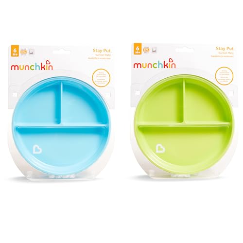 Munchkin Stay Put Suction Plates, 3 Divided Sections, Blue/Green by Munchkin - Used condition - Image 7