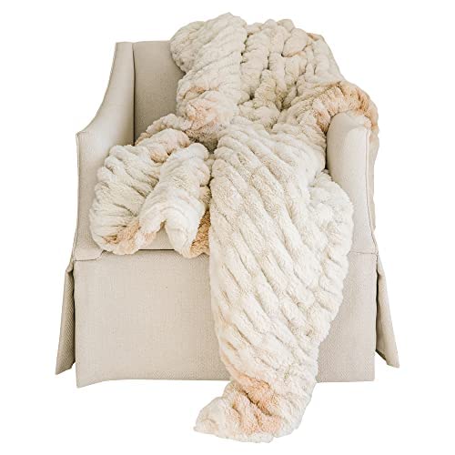 Minky Designs Luxurious Minky Blankets | Super Soft, Fuzzy, And Fluffy Faux Fur | Preppy Couch Covers & Throw Blankets | Ideal For Adults, Kids, Teens |Perfect House Warming Gift (Chic | Crème Brulee) #TOP7