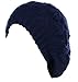 BYOS Winter Chic Warm Double Layer Leafy Cutout Crochet Knit Slouchy Beret Beanie Hat (Navy Leafy)