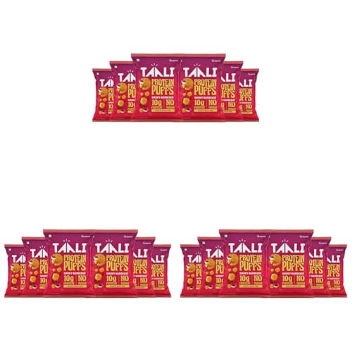 Image of Taali Jowar & Protein Puffs | 60 gm (Pack of 18) | Smoky Barbeque | Healthy Roasted Tasty Snacks, Ready to eat | 100% Veg., Gluten free products, No Cholesterol, No Trans-Fat