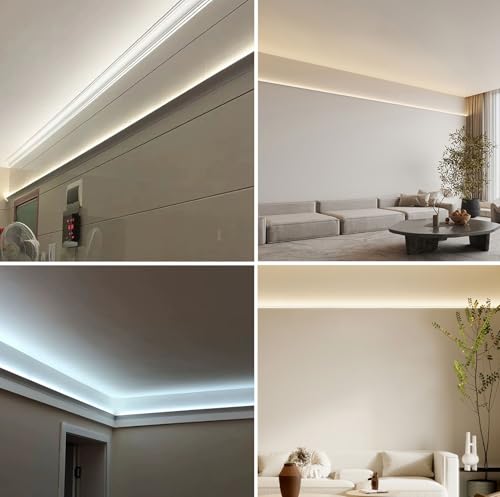 Profilé d'éclairage indirect LED anti-éblouissement pour corniche de plafond