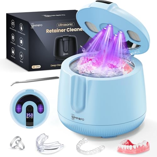 Image of Ultrasonic Retainer Cleaner Machine 48kHz, Dental Ultrasonic Care Cleaner | Ultrasonic Retainer Cleaner for Dentures, Aligners, Mouth Guards, Toothbrush Heads and Jewelry with 200ML Capacity