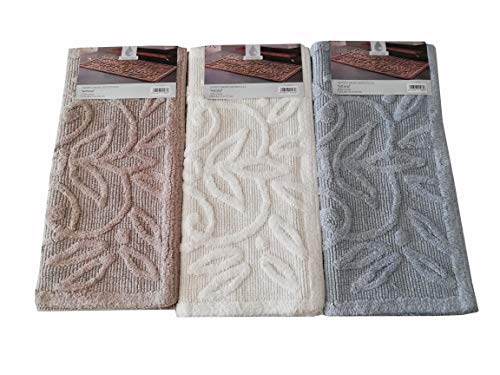 Zambaiti Tappeto da Bagno Antiscivolo 70x130 Cotone Adhana (Marrone -Tortora)