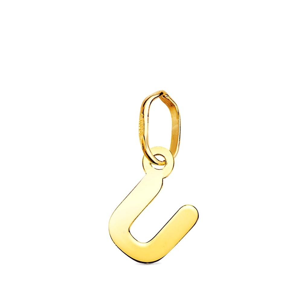 Colgante Oro 18k Letra U de 9mm un toque de brillo liso para tu look diario 4