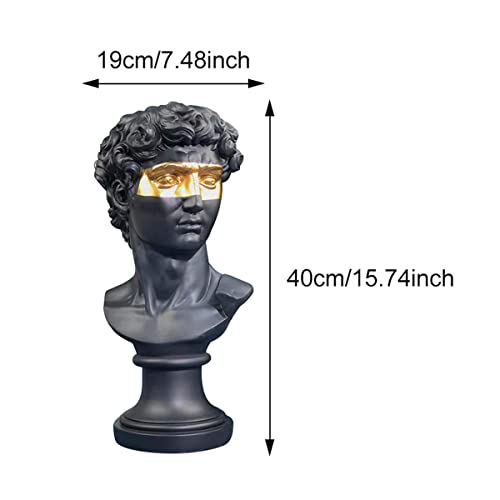 Estatua griega David de resina 15.75 pulg negro miniatura 2