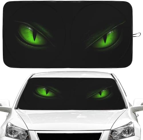 Green Eyes Car Windshield Sun Shade Foldable Sunshade Front Window Cover Sun Visor Protector Accessories (59x27.5 inches)