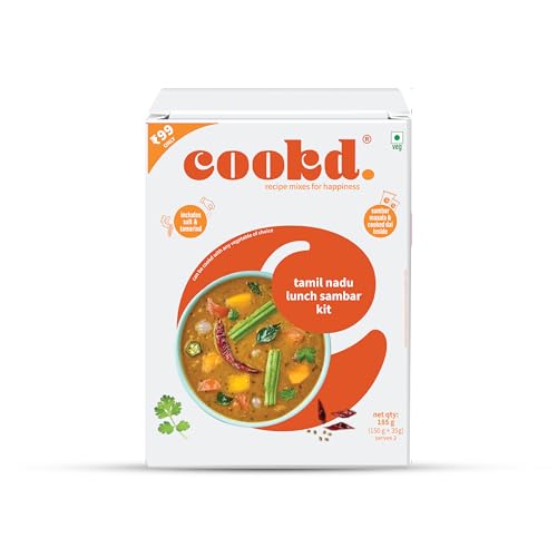 Tamilnadu Lunch Sambar Kit | 185g -Serves 2 People | Ready To Cook in 20 Minutes | Pack Contains- 35g Masala & 150g Cooked Dal | No Added Flavours, Preservatives | Tamarind & Salt added - Image 3 thumbnail