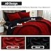 MUXHOMO 7 Pieces Full Comforter Set, Reversible Bed in a Bag Full Size, All Season Bedding Set with Comforter, Flat Sheet, Fitted Sheet, Pillowcases & Shams, Red & Black