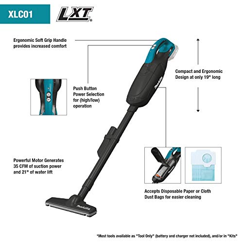 Makita Xlc01Zb 18V Lxt Lithium-Ion Cordless Vacuum, Tool Only #TOP4