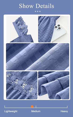 Image of PRETTYGARDEN Women's Smocked Summer Maxi Dresses 2026 Ruffle Cap Sleeve Square Neck Lace Detail Flowy Sundress with Pockets