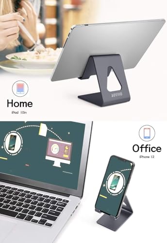 Image of Aluminum Cell Phone Stand, Aoviho Phone Holder for Desk, Charging Dock Compatible with iPhone 12 pro 11 X Xs max 8 7 6 6s Plus SE 5 Switch Samsung iPad Mini, All Phones (Dark Gray)