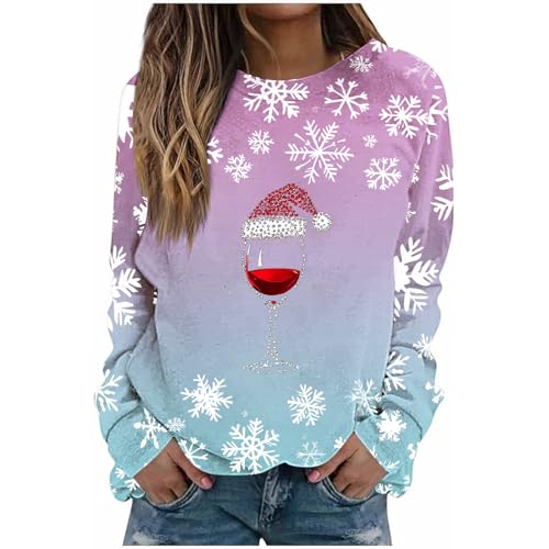 Generisch Weihnachtspullover Damen Sweatshirt Frauen Fashion Weihnachtssweatshirt Mode Weihnachtskostüm Freizeit Weihnachtskleidung Lässige...