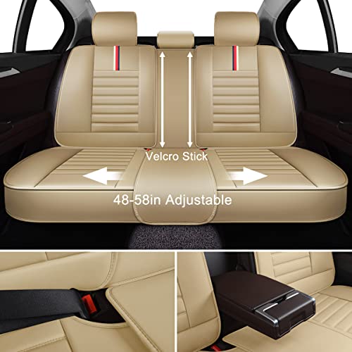 Oasis Auto Car Seat Covers Accessories Full Set Premium Nappa Leather Cushion Protector Universal Fit For Most Cars Suv Pick-Up Truck, Automotive Vehicle Auto Interior Décor (Od-001 Tan) #TOP3