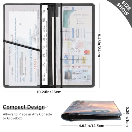 Car Registration and Insurance Holders Polar Bear Forest Print, PU Leather for License Documents Cards3