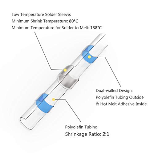 400Pcs Solder Seal Wire Connectors - Sopoby Heat Shrink Solder Butt Connectors - Solder Connector Kit - Automotive Insulated Waterproof Electrical Wire Terminals #TOP2