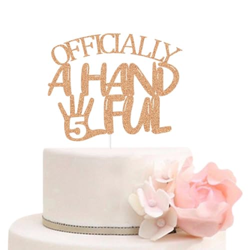 Officially A Handful 5 Cake Topper