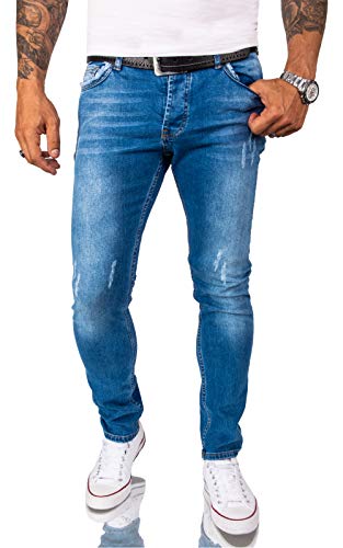 Rock Creek Herren Jeans Hose Weiß Slim Fit Stretch Jeans Herrenjeans Herrenhose Denim Stonewashed Weisse Herren Jeans RC-2163 Blau W29 L32