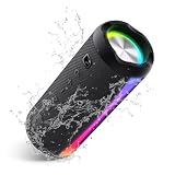 dotn Bluetooth Lautsprecher, Musikbox Bluetooth 5.4 mit RGB Lichter, Tragbarer Lautsprecher Freisprechfunktion für Phone, 20h Akku, IP7 wasserdicht Fantastischer Sound Geeignet Outdoor/Garten/Sport