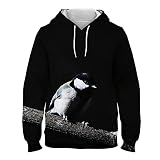 Sweat-Shirt Harajuku Street, Sweat à Capuche Motif mésange charbonnière imprimé en 3D, Pull Printemps et Automne Homme et Femme M 5XL
