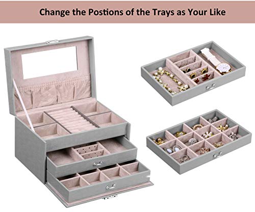 Anwbroad Jewelry Box For Women And Teen Girls With Lock And Mirror Jewelry Storage Organizer Portable Travel Jewelry Boxes For Necklaces Rings Earrings Ujjb002H #TOP1