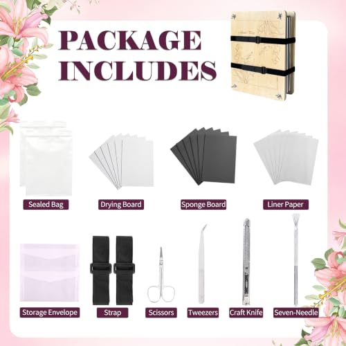Extra Large Flower Press Kit– 15" x 11" Pressing Tool Set with Double Fastening System (Screw Knobs + Straps) and 6 Drying Boards for Making Dried Flower/Plant,Gift for Arts and Crafts Lovers - Image 2