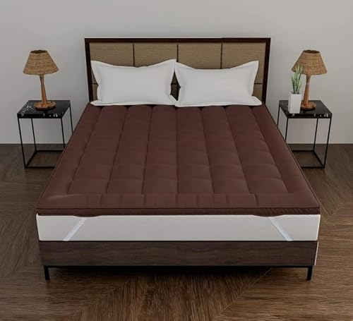Image of Rajasthan Crafts Microfiber King Size Double Bed Mattress Topper /Padding (72inch x 78inch, Brown)