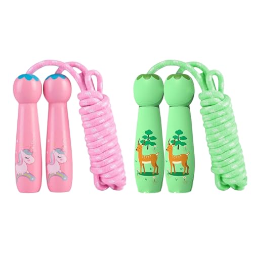 TVSVKWE 2 Pieces Children's Adjustable Skipping Rope (Pink, Green)