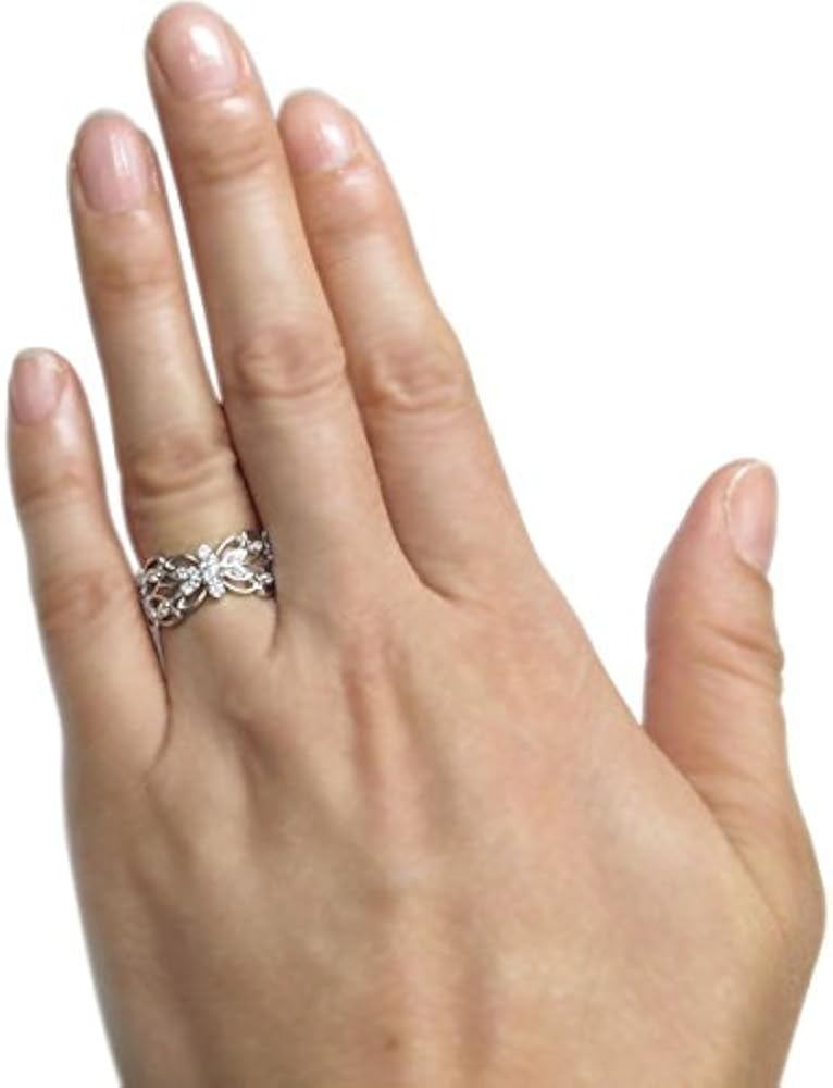 Amazon | [プレジュール]ダイヤモンド 指輪 バタフライ リング 蝶 K10