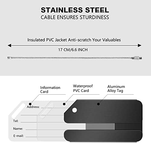 Amazon Brand - Eono Luggage Tags for Suitcases, Aero Aluminium Suitcase tags, Sturdy Travel Luggage Labels, Privacy Protection, Personalised Luggage Tag Identifier 2 Pack- Black