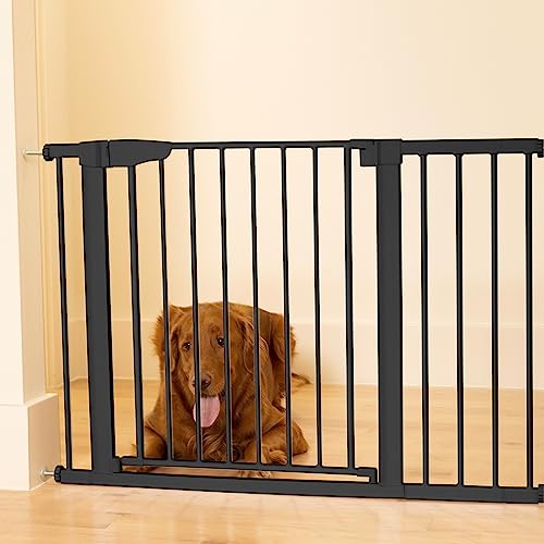 Mom's Choice Awards Winner-Cumbor 29.5"-51.5" Baby Gate Extra Wide, Easy Walk Thru Dog Gate For The House, Auto Close Safety Pet Gates For Stairs, Doorways, Child Gate Includes 4 Wall Cups, Black #TOP5