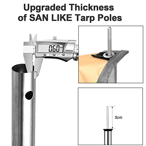 SAN LIKE Telescoping Tarp Poles Adjustable Tent Poles for Tarp Canopy Awning Shelter Backpacking Hiking - (Adjustable Length - Steel Increase Thinckness) - Thumbnail 3