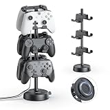 doenci Porte Manette 3 Couches pour 6 PS5 PS4 Switch Pro Xbox One, Support Casque et Support Manette de Jeu avec Base Ventouse, Stockage Manette Bureau pour Manette et Casque Gamer, Accessoire Gaming