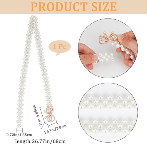 CRASPIRE Pearl Elastic Chain Belt Adjustable Stretchy Chain Dress Crystal Waist Strap Waistband for Women Fashion Bow Dress2
