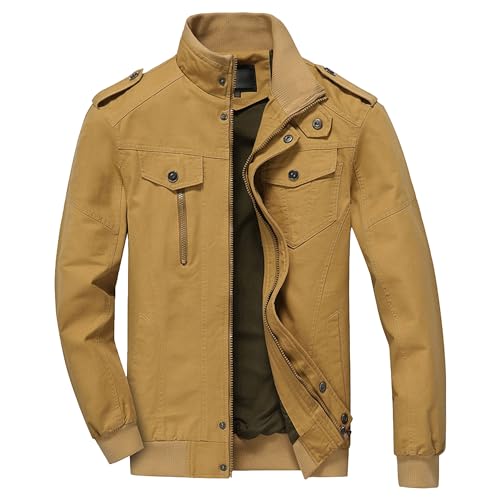 Veste légère en coton pour homme contre le vent veste stand neck kaki