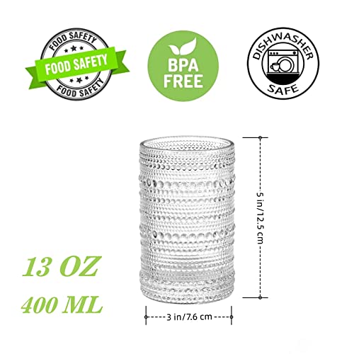 Amzcku Vintage Highball Drinking Glass Set Of 6 Kitchen Glasses Cup（13 Oz），For Water，Cocktail，Milk，Juice And Beverage.… #TOP1