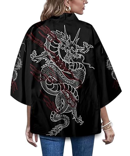 Image of LAI MENG FIVE CATS Women's Summer Cardigan Lightweight Kimono Floral Print Loose Cover up Casual Tops