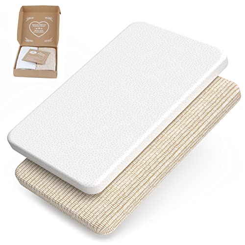 mimaDu® GOTS Bio Spannbettlaken Beistellbett Spannbettlaken 50x90, 90x55 cm Stubenwagen Bezug - passt zu Babybay Spannbetttuch - Beistellbettlaken Beistellbett Matratzenschoner Babybett Spannbettlaken