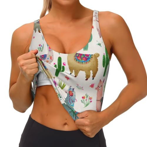 Camiseta deportiva sin mangas mujer Mexpekil con estampado de cactus y cuello en U para yoga 5