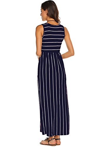 Image of Hount Women's Summer Sleeveless Striped Flowy Casual Long Maxi Dress with Pockets