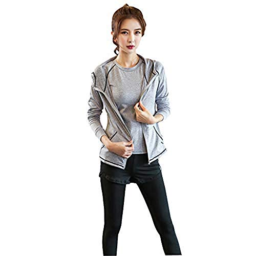 Vêtement de yoga femme ensemble 5 pièces sport plein air gris clair 60-65 kg