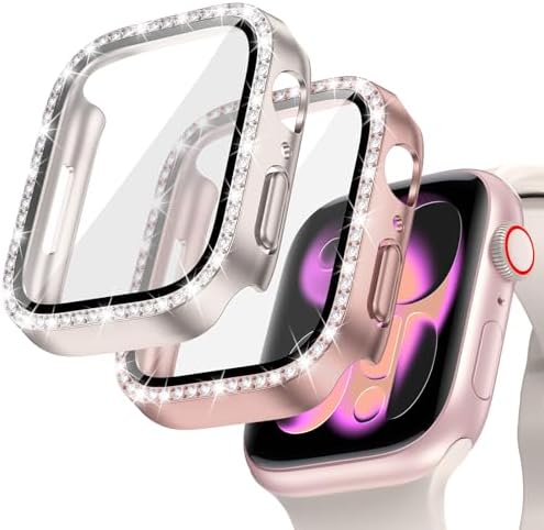 Goton 2-Pack Bling Case for Apple Watch Series 11/10 Screen Prote...