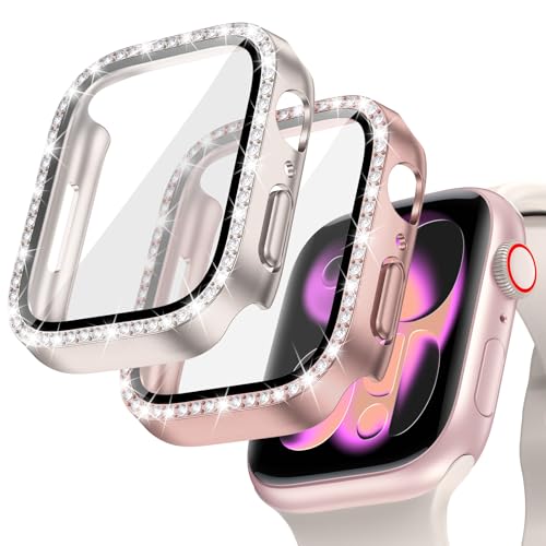 Goton 2-Pack Bling Case for Apple Watch Series 11/10 Screen Protector 42mm, Women Diamond Rhinestone Bumper Face Cover for iWatch Accessories 42 mm