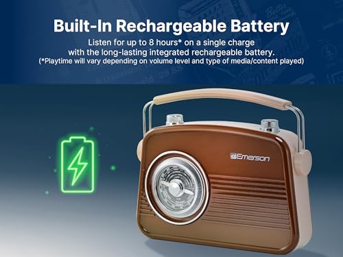 Emerson Retro Portable Bluetooth Speaker w/ AM/FM Radio - image 4