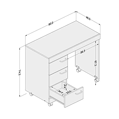 Escrivaninha Osaka 3 gavetas Preto Politorno